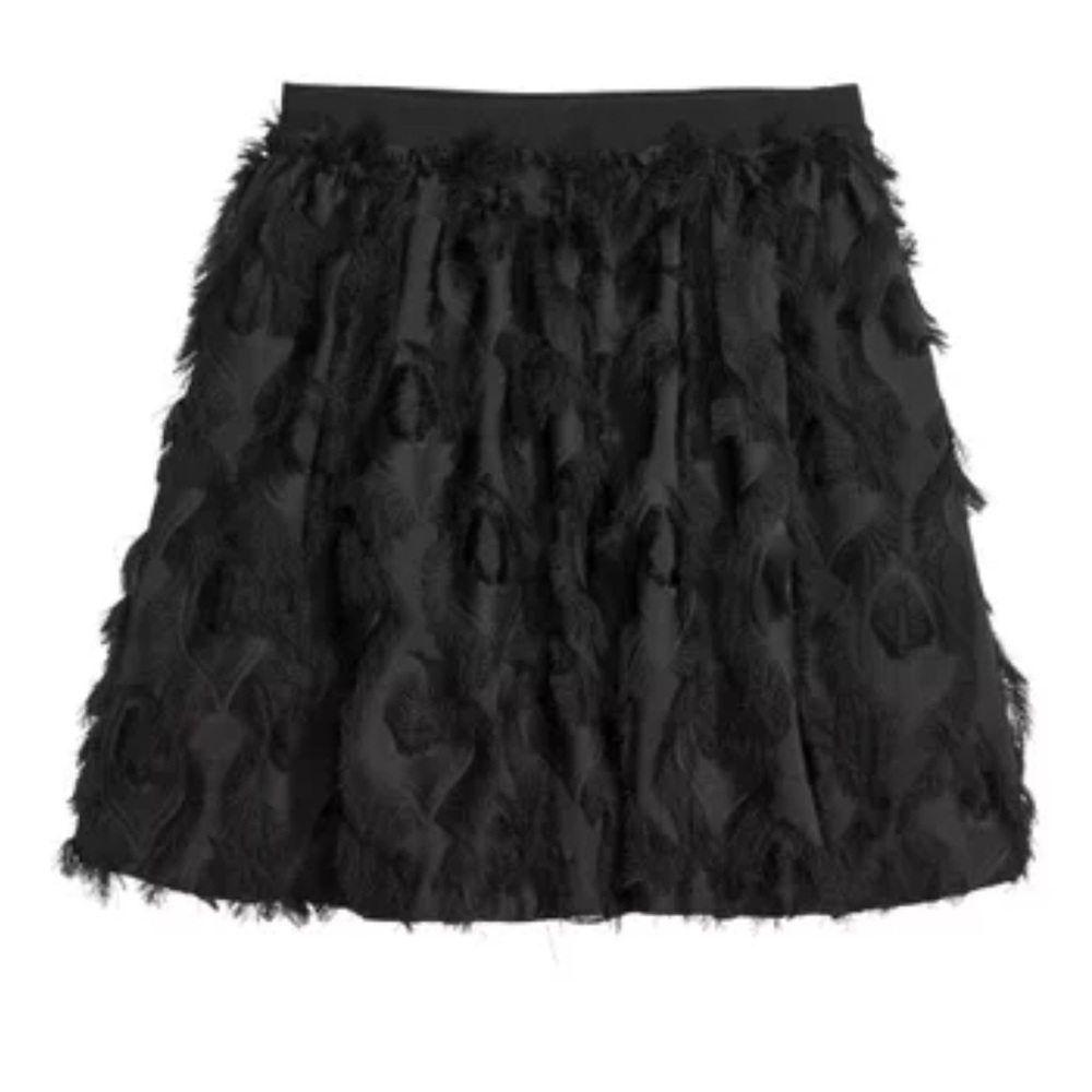 H&M Black Feathery Mini A-Line Skirt
